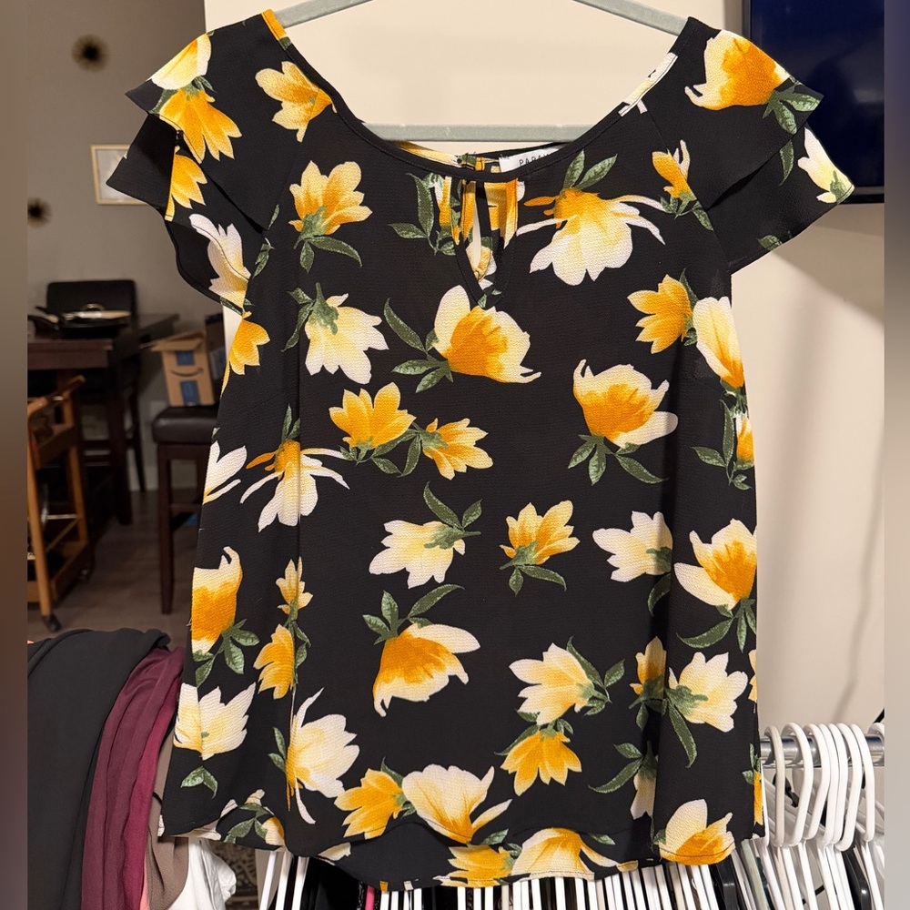 Papaya Black and Yellow Floral Top
